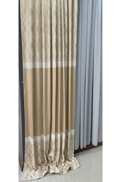 MÇ HOME Hazır Dikilmiş Krem Desenli Pano Kumaş Fon 150 x 260