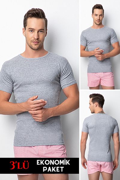 DONEX 2140 100% Cotton Ribbed 0-Neck Men's Undershirt 3-Piece