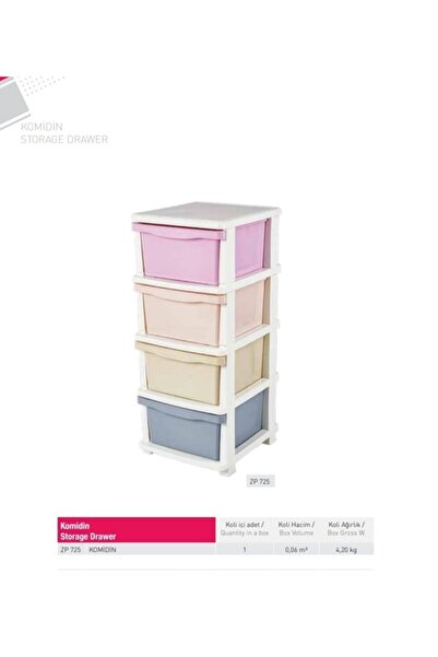 Zambak Plastik Plastik Dört Çekmeceli Renkli Komidin Oyuncak Kutusu Sebzelik ...