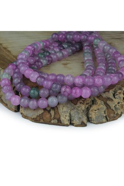 Prestij Boncuk 8 mm kamen Sa perlama ružičasto-siva narukvica i ogrlica - ton...