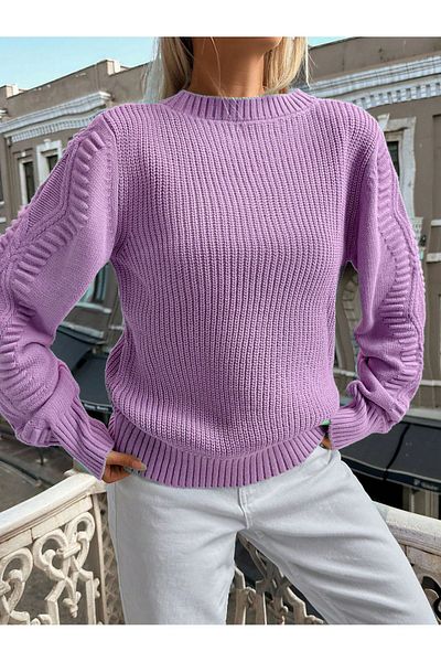 citystyle LILA - Pulover tricotat cu decolteu rotund Selanik, cu mâneci
