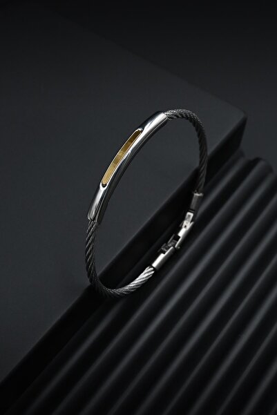 FRNCH 316L Çelik İtalyan Model Gümüş-Altın Renk Erkek Bileklik FRJ12260-3260-AG