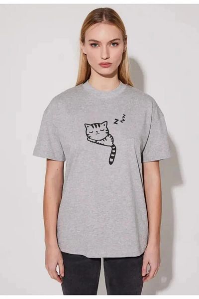 Pink Sky Μπλουζάκι Oversize Cat Printed