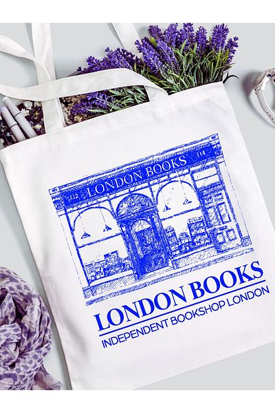 Cemira London Books - Geantă de umăr albă groasă, geantă tote, geantă pentru cumpărături