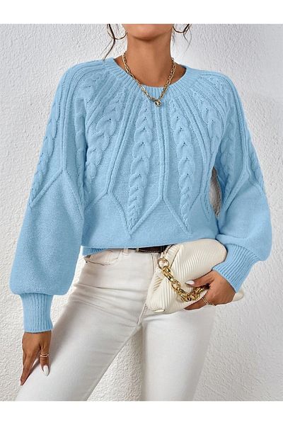 citystyle Pulover din tricot italian cu păr albastru baby