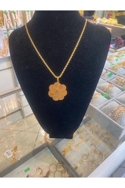 gülen dm Altın Kaplama Küçük Çoklu Çeyrekli Halat Zincirli Kolye