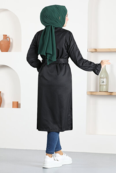 ModaMerve Black Belted Cap - TGE2170 Model