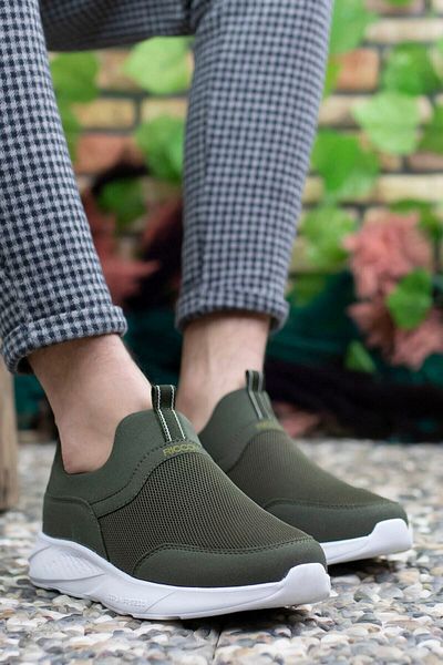 Riccon Pánské khaki bílé tenisky 0012102