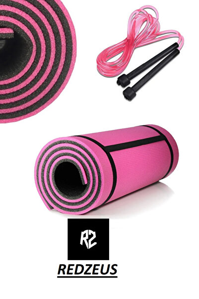 REDZEUS Pilates Minderi Kamp Minderi Matı Yoga Matı Pembe Siyah Renkli Çift T...