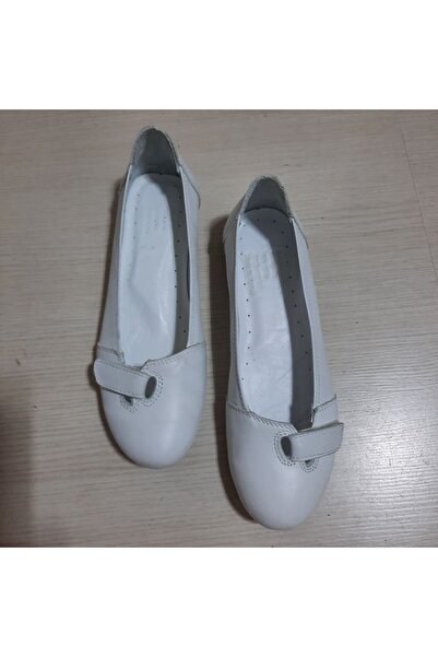 KAPAR Λευκές μπαλαρίνες casual με Velcro από 100% γνήσιο δέρμα