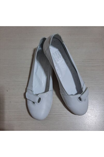 KAPAR Λευκές μπαλαρίνες casual με Velcro από 100% γνήσιο δέρμα