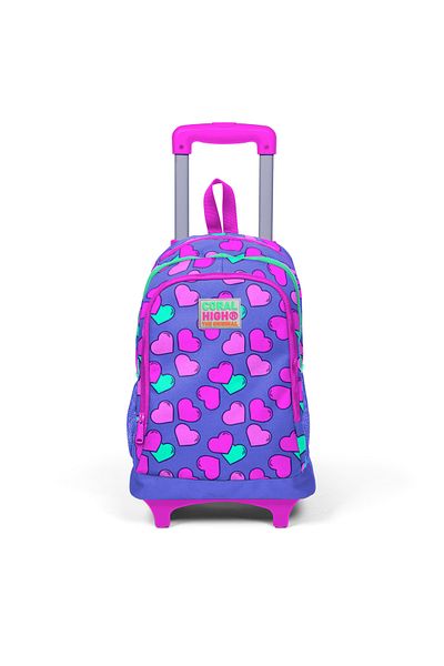Coral Squeegee Patterned School Bag - LIghted Wheel, High Heart 23359