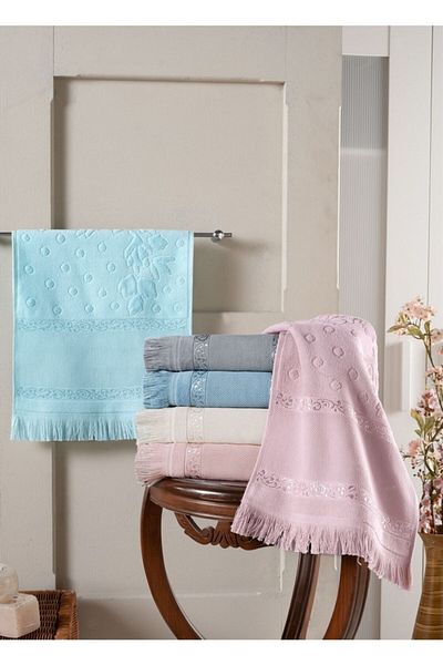 Fiesta Πετσέτα χεριών και προσώπου 6 τεμαχίων 50x90 Soft Etamin Jacquard με κέντημα σε καμβά