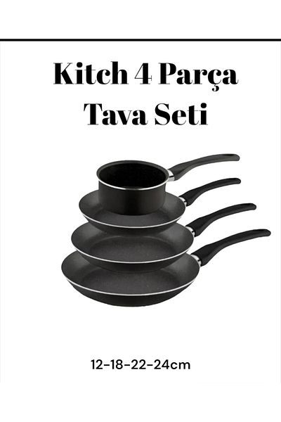 Bayev Kitch 4 Piece Kitchen Pan Set - Cacheterola Sauce Pan, 3 Size Omelette Pan and Egg Pan