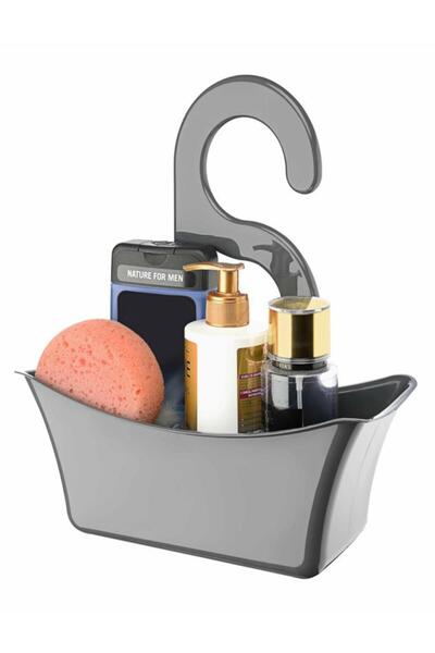 Tiesa Home موزع صابون الدش البلاستيكي الرمادي ومنظم سلة الحمام