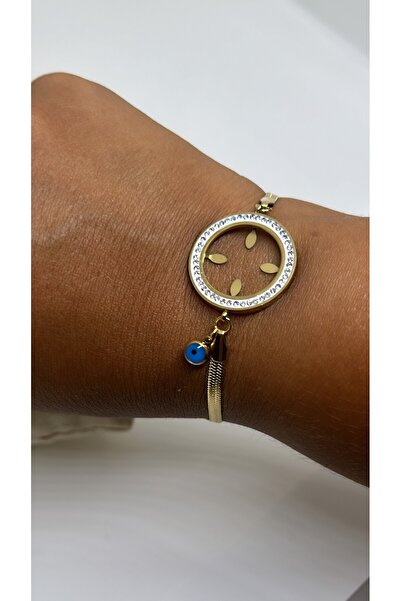 By Semra İTALYAN ZİNCİRLİ ZİRKON TAŞLI NAZAR BONCUK DETAYLI ÇEYREK ALTIN TAKI...