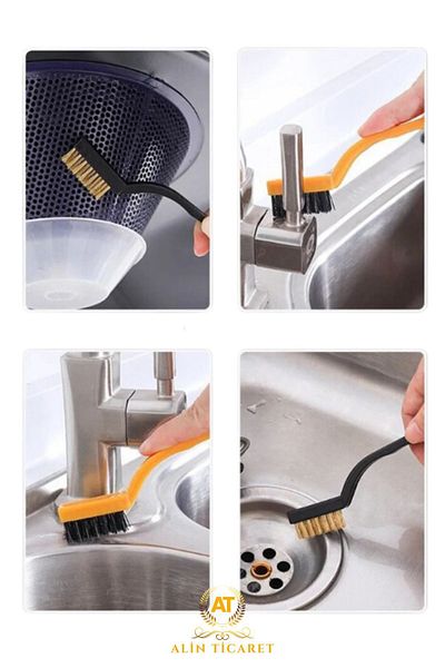 ALİN Wire Brush Set 3 Pieces Copper-Steel-Plastic Stove Oven Grill Airfryer Cleaning Rust Removal-Oil Cleaning