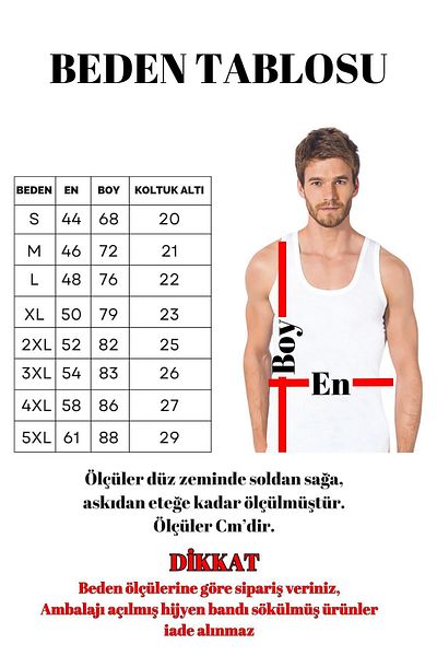 DONEX Мъжки памучен потник - комплект от 6 броя, марка Ozlem