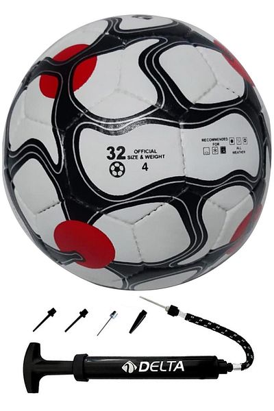Delta Vega Hand Stitched Size 4 Dura-Strong Soccer Ball + Multifunctional Ball Pump Set of Two