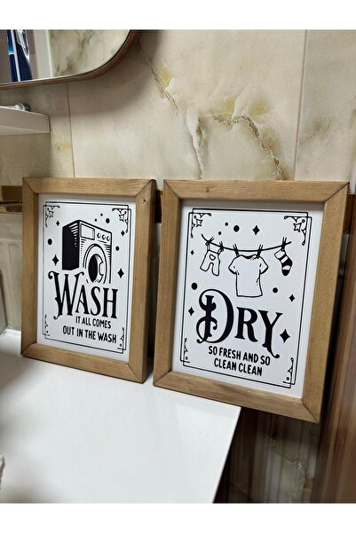 woodhomeworks Home , Banyo için Modern Ahşap Çerçeveli Tablo