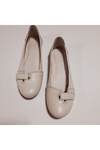 KAPAR Μπεζ χρώμα 100% γνήσιο δέρμα Velcro Daily Ballerinas