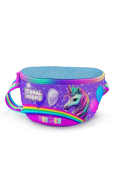 Coral High Kids Purple Glitter Unicorn Patterned 5-Piece School Bag Set 5Set23663