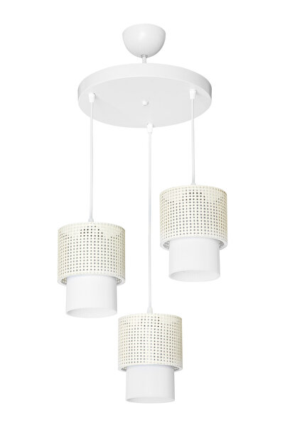 Genel Markalar Dalya Üçlü Avize Beyaz Hasır Opal Optik Camlı