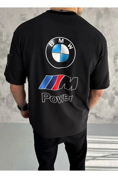 Moda Glo Sezon nou - Tricou oversize din bumbac pieptănat cu imprimeu BMW