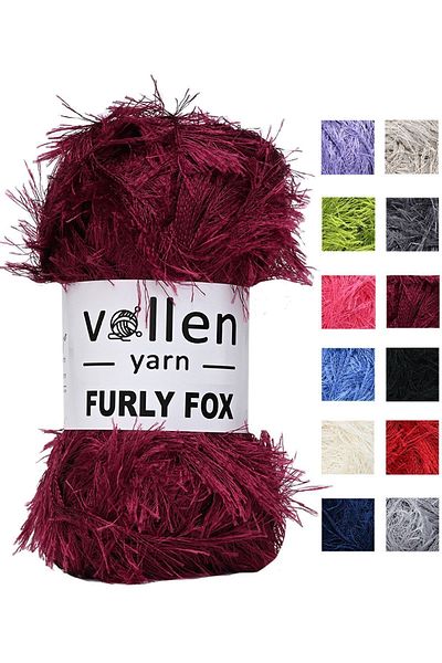 vollen yarn Furly Fox Fur and Plush Yarn String Cardigan Sweater - Beard and Blanket String