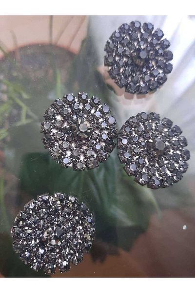İMREN AKSESUAR Black Stone 2.5 Cm Black Free Nickel Plated Metal Button 1 Piece