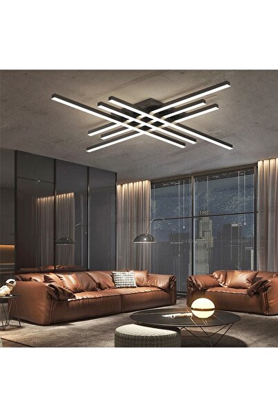 CATLUZ Antrasit 3 Işık Rengi #3 Led Tavan Lambası,avize,modern Aydınlatma,dek...