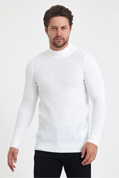 Tarz Cool men's Patterned Cotton knitwear Sweater - Half Turtleneck, Standard Fit