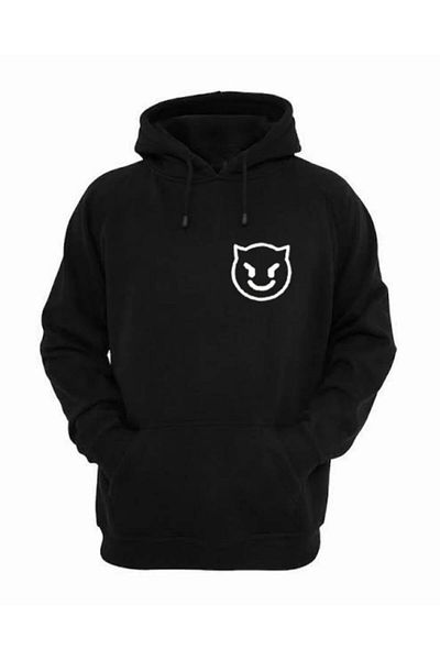 Moda Glo Hanorac negru cu glugă Devil Emoji