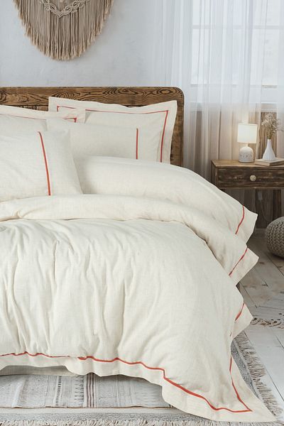 Cotton Box Σετ Παπλωματοθήκη Inborn Banded Orange Διπλό