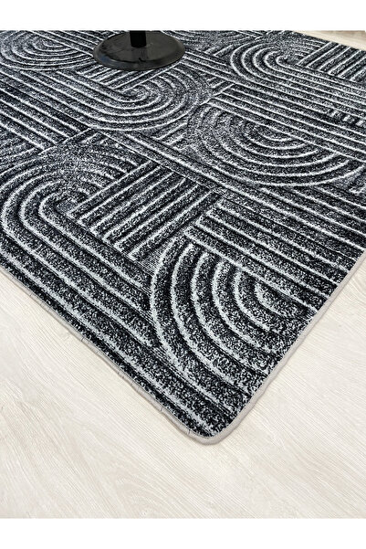 Brillant Koyu Gri Renk Kabartmalı Görünüm Lateks Deri Taban Halı