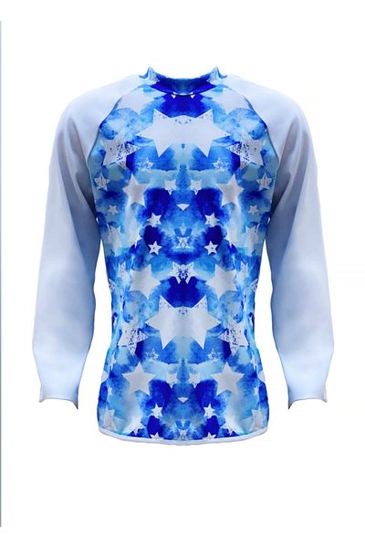 LOOK ME Costum de baie pentru băiat cu mânecă lungă, albastru, cu imprimeu stea, cu decolteu rotund, 50 uv, de Nessi Byrd