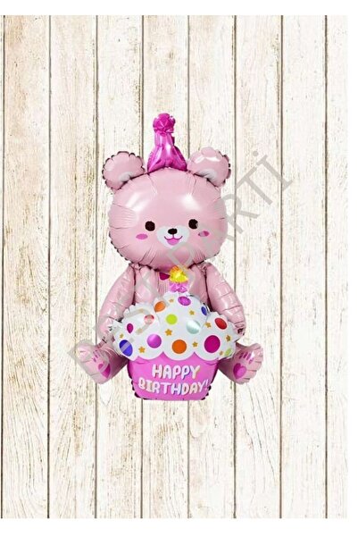 BEST PARTİ DOĞUM GÜNÜ PARTİ SÜSLERİ Sitting Bear Pink Foil Balloon