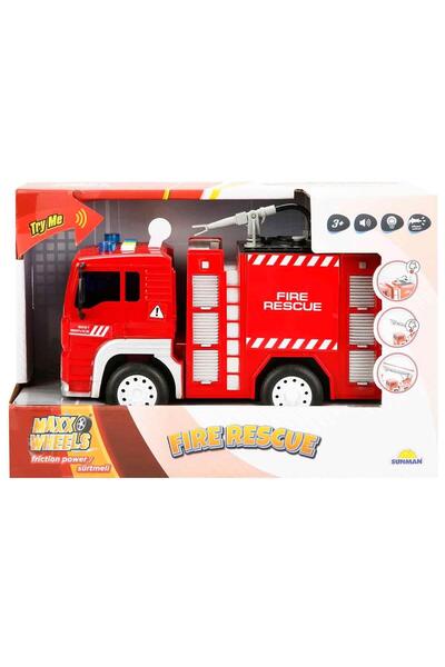 Sunman Maxx Wheels Sesli ve Işıklı Su Fışkırtan İtfaiye Aracı 20 cm 31506 Su Tankı