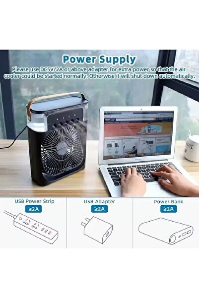 EHZ TEKNOLOJİ Taşınabilir 600Ml Buzlu Buharlı 5 Spreyli Mini Buzlu Fan
