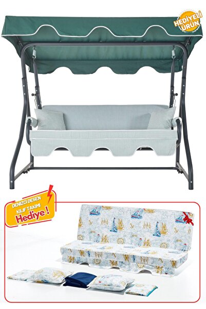 Erinöz Olea 3 Kişilik Yatarlı Bahçe Balkon Salıncağı (YEDEK KILIF TAKIMI HEDİYE)