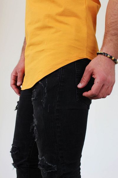 Boldy Tricou cu croiala lungă pentru bărbați Tricou cu croială lungă Tricou cu croială lungă Tricou bărbați cu paragate pentru bărbați