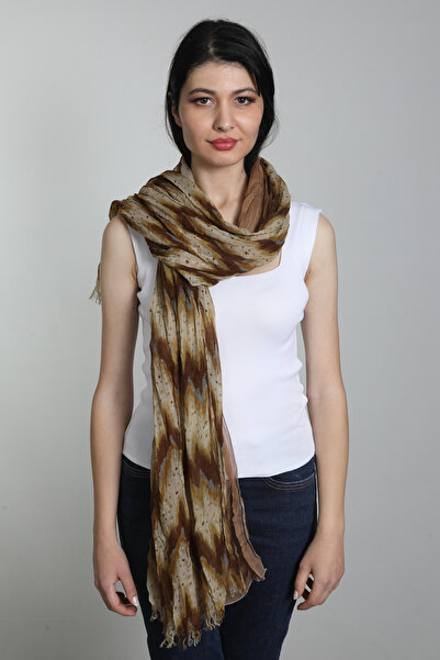 Mystic Bal Köpüğü Kahve Renkli Pamuklu Astarlı Eşarp Şal