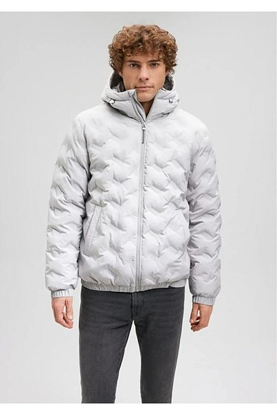 Mavi Gray Quilted Hooded Coat - Blue