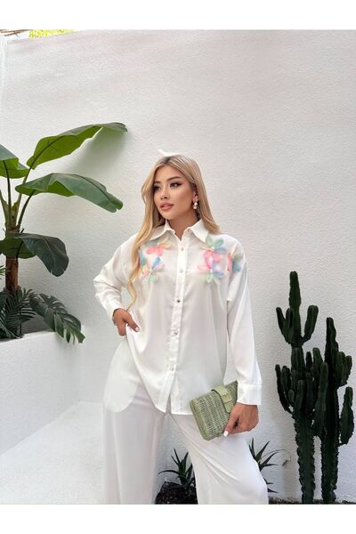 NEW STATION Κομψό πουκάμισο με ροζ λεπτομέρεια