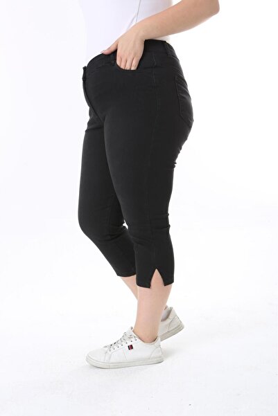 EYLÜL BUTİK KADIN BÜYÜK BEDEN KOT KAPRİ PAÇA YIRMAÇLI ( CEP AĞZI NAKIŞ DETAYLI )