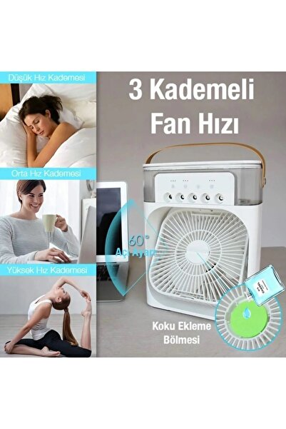 Kitchen Time 600 Ml Ulrasonik Vantilatör Nemlendirici Fan Pervane Buhar Makinesi Ve Buzlu Klima Rgb