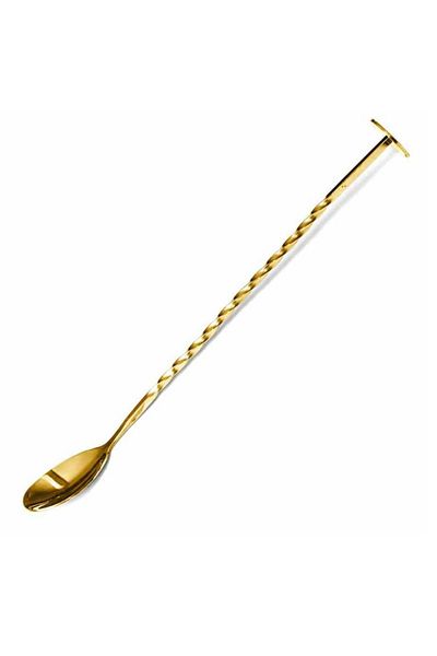 adin tasarım Gold Latte Bar Spoon with Mallet - 20 Cm Latte Art Cocktail Mixer