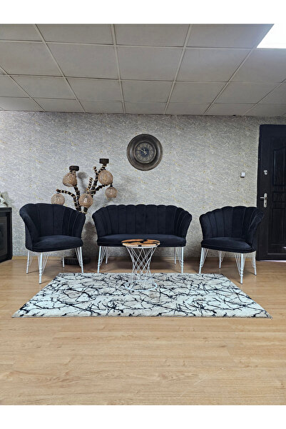 SEVİNÇ MOBİLYA Beyaz Boyalı Tel Ayak Papatya Çay Seti Koltuk Takımı , Çay Set...