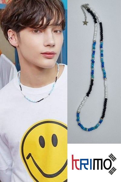 KRIMO Kpop Txt Huening Kai Blue Beaded Necklace