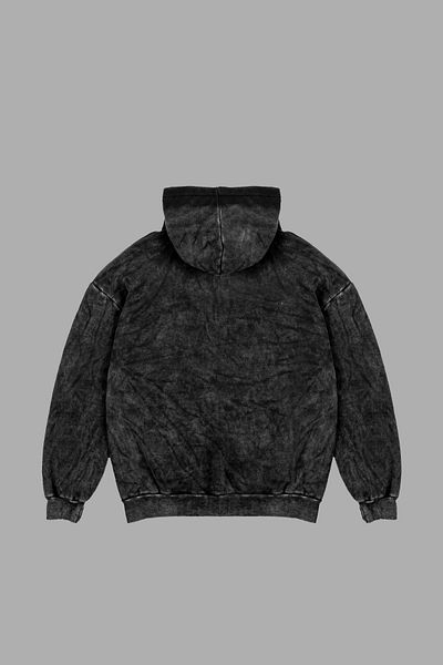 Sekizbiraltı Unisex κουκούλα πλυμένης μαύρης στάμπας Oversize